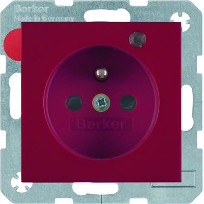 B. SQUARE Socket with grounding and control LED with increased protection of contacts gloss red