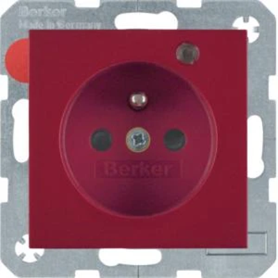 B. SQUARE Socket with grounding and control LED with increased protection of contacts gloss red