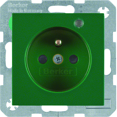 B. SQUARE Socket with grounding and control LED with increased protection of contacts, glossy green