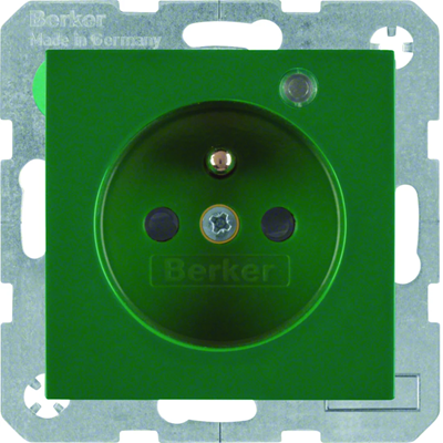 B. SQUARE Socket with grounding and control LED with increased protection of contacts, glossy green