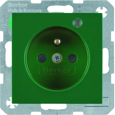 B. SQUARE Socket with grounding and control LED with increased protection of contacts, glossy green