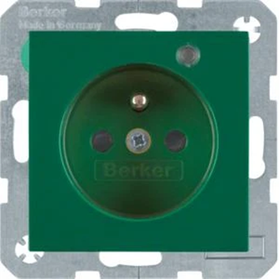 B. SQUARE Socket with grounding and control LED with increased protection of contacts, glossy green