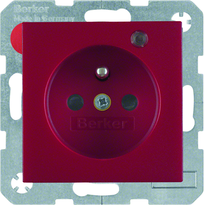 B. SQUARE Socket with grounding and control LED with increased protection of contacts red matt