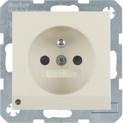 B. SQUARE Socket with grounding and LED orientation illumination - cream gloss