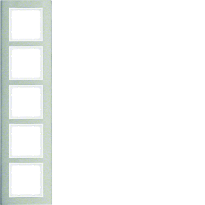 B.7 5-gang vertical frame, stainless steel/white mat