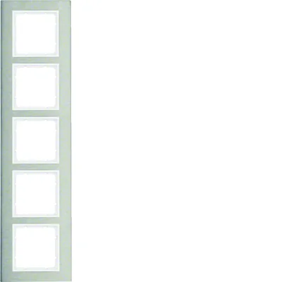 B.7 5-gang vertical frame, stainless steel/white mat