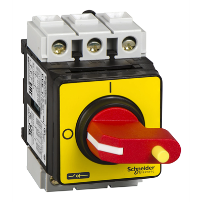 Back of TeSys VARIO 25A emergency circuit breaker housing