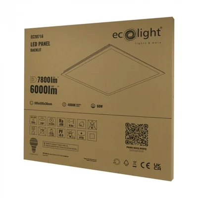 Backlit LED panel 60W 6000lm 595x595x30 4000K