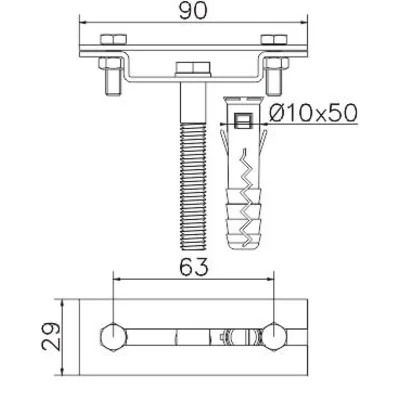 Bandbügeleisenhalter mit 2-Platten-Expansionsstopfen; B bis 50 mm /OC/