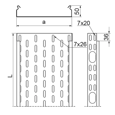 Bandeja, KOJ100H50/3 N