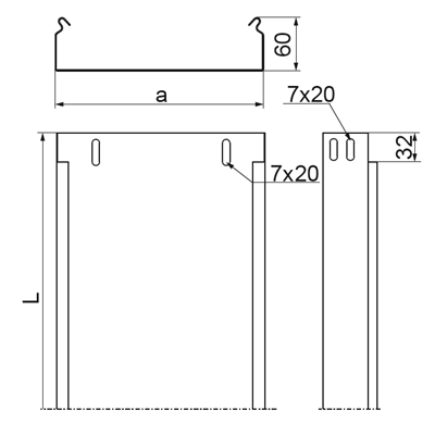 Bandeja portacables de acero galvanizado KBJ50H60/3