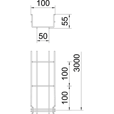 Bandeja portacables de malla GRM 55x100mm G 3m