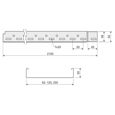 Bandeja portacables NKZI 50X62X1.25 S (2/16/704 m)