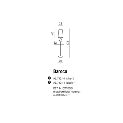 BAROCO Lampa podłogowa E27 IP20 srebrna