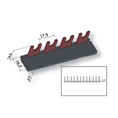 Barra colectora aislada IZ16/1F/54/L, curvada