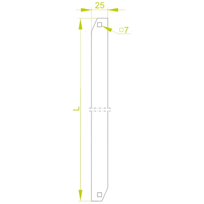 Barra plana en la cinta, longitud 376 mm.