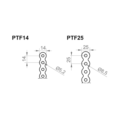 Barre plate dans la bande, PTF25/25