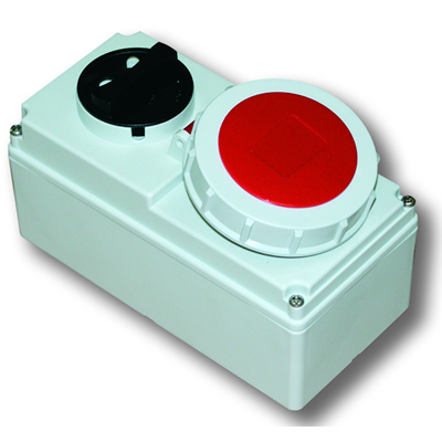 Base con interruptor 0-1, enclavamiento mecánico 16A 230V 2P+Z IP67