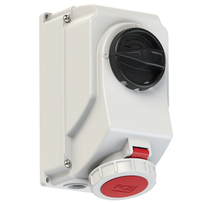 Base con interruptor 0-1-enclavamiento mecanico grande 16A 400V 3P+Z+N IP67