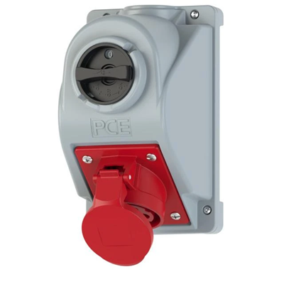 Base con interruptor "COMBO-POL" IP44 32A 400V 3P+Z+N apagado PODAR