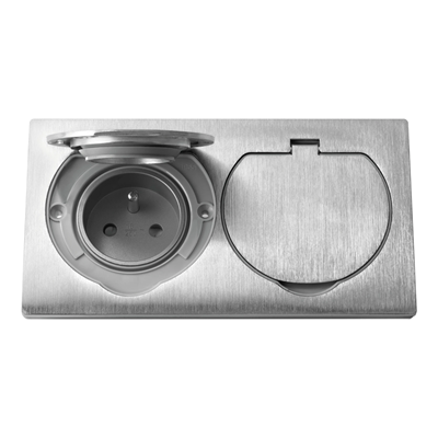 Base de empotrar doble, tipo francés, IP55, acero inoxidable