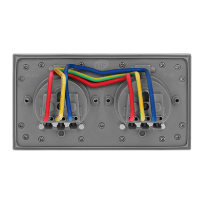 Base de empotrar doble, tipo francés, IP55, acero inoxidable