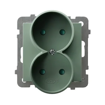 Base de enchufe doble AS sin marco con protección contra corriente, verde mate