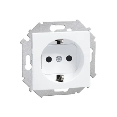 Base de enchufe individual con toma de tierra Schuko con persianas de paso de corriente (módulo) 16A 250V blanco