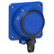 Base de enchufe panel schuko NAUTILUS con tapa flexible de conexión 16A 2P+Z 230V 50/60Hz IP66/68, conexión trasera, brida 75X75, contactos niquelados