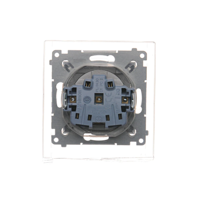 Base de enchufe para la versión IP44 con persianas y junta de marco (módulo) 16A 250V tapa transparente plateada (metálica)