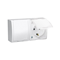 Base de enchufe Schuko doble con toma de tierra, resistente a salpicaduras IP54, con interruptores de paso de corriente, blanco