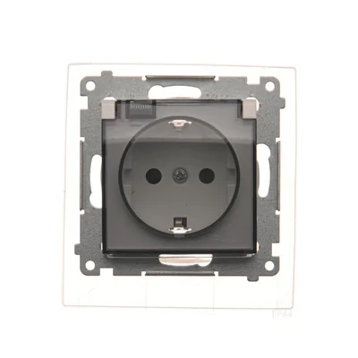 Base de enchufe schuko para versión IP44 con tapas y junta marco (módulo) 230V, blanco