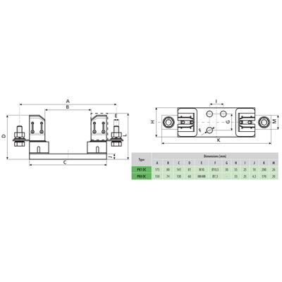 Base de fusible CC PK 1