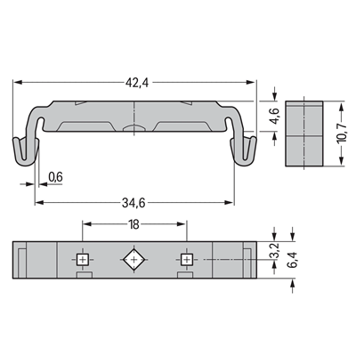 Base de montaje para carril TS 35, 25 uds.