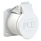 Base de panel recto 16A 2P+Z 24/42V DC 10h IP44/54 (brida 55X55, distancia entre agujeros 41X41), contactos niquelados