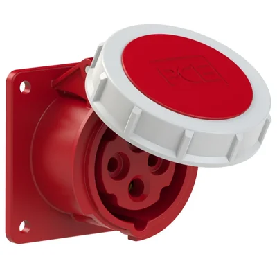 Base de panel recto 16A 3P+Z 400V 50/60Hz 6h IP67, brida 75X75, distancia entre tornillos 60X60, contactos niquelados
