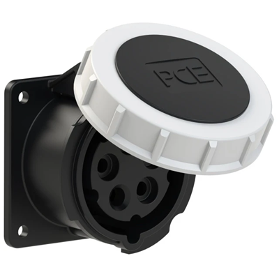 Base de panel recto 16A 3P+Z+N 500V 50/60Hz 7h IP67, brida 75X75, distancia entre tornillos 60X60, contactos niquelados
