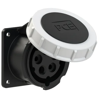 Base de panel recto 16A 3P+Z+N 500V 50/60Hz 7h IP67, brida 75X75, distancia entre tornillos 60X60, contactos niquelados
