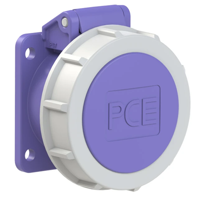 Base de panel recto 32A 2P 24V 50/60Hz IP66/67 (brida 54X60, distancia entre orificios 44X44), contactos niquelados