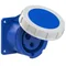 Base de panel recto 32A 2P+Z 230V 50/60Hz 6h IP67, brida 75X75, distancia entre tornillos 60X60, contactos niquelados