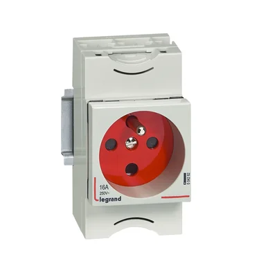 Base modular 2P+Z 10/16A con tapa para carril G382
