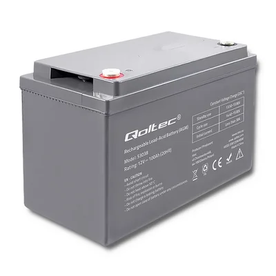 Batería Qoltec AGM | 12V | 100Ah | 28,1kg | Sin mantenimiento | Potente | Larga duración | para UPS, caravana, barco, horno