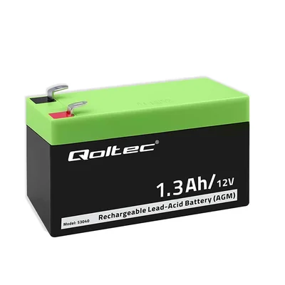 Batería Qoltec AGM | 12V | 1.3Ah | Sin mantenimiento | Eficiente | Larga duración | Para UPS, básculas y cajas registradoras