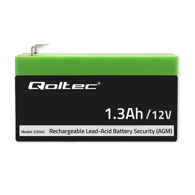 Batería Qoltec AGM | 12V | 1.3Ah | Sin mantenimiento | Eficiente | Larga duración | Para UPS, básculas y cajas registradoras