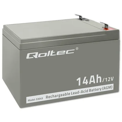 Batería Qoltec AGM | 12V | 14Ah | Sin mantenimiento | Eficiente | Larga duración | para UPS y sistemas de seguridad
