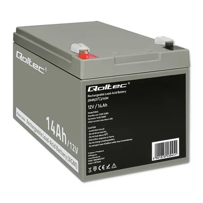 Batería Qoltec AGM | 12V | 14Ah | Sin mantenimiento | Eficiente | Larga duración | para UPS y sistemas de seguridad