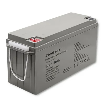 Batería Qoltec AGM | 12V | 150Ah | 40,1kg | Sin mantenimiento | Potente | Larga duración | para UPS, caravana, barco, horno