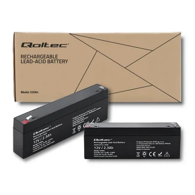 Batería Qoltec AGM | 12V | 2.3Ah | Sin mantenimiento | Eficiente | Larga duración | Para UPS, básculas y cajas registradoras