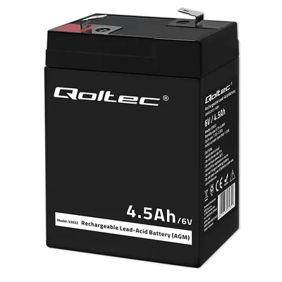 Batería Qoltec AGM | 6V | 4,5Ah | Sin mantenimiento | Eficiente | Larga duración | Para SAI, básculas y cajas registradoras