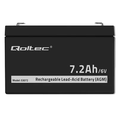 Batería Qoltec AGM | 6V | 7.2Ah | Sin mantenimiento | Eficiente | Larga duración | para juguetes y vehículos
